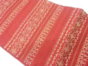 横段に幾何学模様織出し名古屋帯